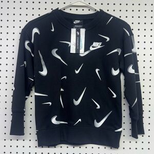 Nike Black Sweatshirt with White Swoosh Patterns
